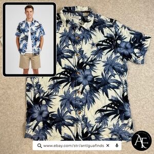 Tommy Bahama Dallas Cowboys Mens Silk Tropical Floral Shirt Blue White Medium